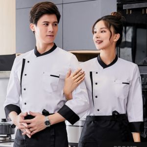 Ready Stock Chef Uniform Men Women Oilproof Short Sleeve Catering Uniform Waiter Uniform Chef Jacket