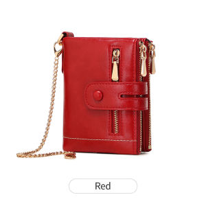 BANYANU Ladies Small Dual Zipper Coin Wallet Travel Anti Theft Red Green Leather Purse for Women 2025 Mom Gifts