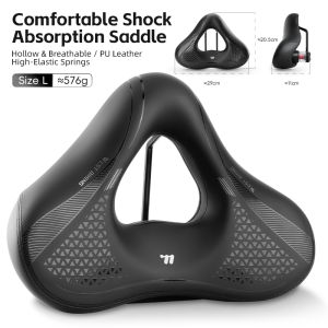WEST BIKING Hollow Bicycle Rear Seat Cushion Extra Wide Comfortable Waterproof Saddle Dual Shock Absorbing Thickened Soft Seat Cushion for MTB Road Bike E-Bike Saddle
