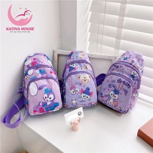 Túi đeo chéo bé gái họa tiết thỏ tím xinh yêu vải canvas mềm mịn mang phong cách hàn quốc