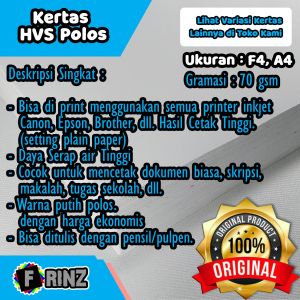 Kertas HVS Putih Polos 1 RIM (500 Lembar) F4 A4 / Kertas Tulis HVS High Quality 70 Gsm