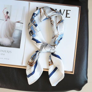 【LifeHut-WJ】Wanita Mewah Sutra Satin Jilbab Wanita Dicetak Persegi 70 Cm Selendang Persegi dan Wrpas Syal untuk Wanita Syal Ikat Kepala