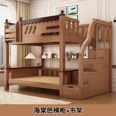 Solid wood reinforced bunk bed compact residential multifunctional loft bed dormitory bunk bed high-low bed