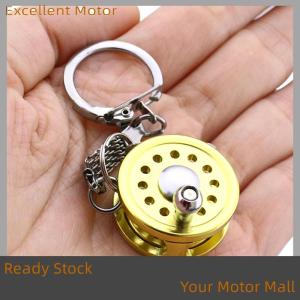 Excellent Ready Stock 1Pcs Alloy Fishing Reel Drum Pendant Keychain Key Wheel Outdoor Fishing Tackle