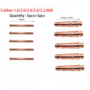 10Pcs Argon Welding TIG Inverter DC Welding Machine/Equipment TIG Tungsten Collet Body and Collet 1.6mm/2.0mm/2.4mm/3.0mm/3.2mm