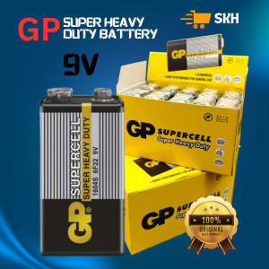 Bateri GP 9V Supercell Tahan Lama | GP 9V Battery Heavy Duty for Smoke Detector Smart Tag [1Pcs]