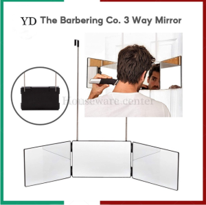 3 Way Mirror - Real Glass | Trifold Mirror for Self Hair Cutting & Styling Telescopic hook type multi-faceted vanity mirror Portable hanging three-sided folding rearview vanity mirror 3way