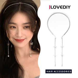 [ILOVEDIY] Super Fairy Butterfly Rhinestone Pearl Tassel Headband Korean Banquet Photo Accessories Girls Hair Accessories