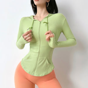 【CAMPOUT】 Womens Slim Fit Hooded Zip-Up Jacket for Yoga and Running