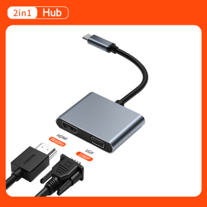 ZUZG Laptop USB Type C Docking Station 4IN1 PD100W USB3.0 HDMI*2 USB Type C Hub 4K Type C to HDMI USB 3.0 VGA PD Adapter Fast Charging for Macbook Samsung Huawei Xiaomi