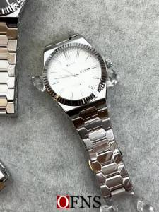 OFNS New Arrivals Waterproof Quartz Watch Double Calendar Mens Business Casual Stainless Steel Strap Wristwatch Gift for Workplace Birthday