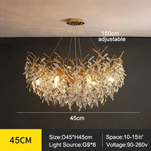 SUNMEIYI Luxury Gold Crystal LED Chandeliers Living Dining Room Lighting Lustre Decor Ceiling Pendant Lamps Indoor Villa Lights Fixture