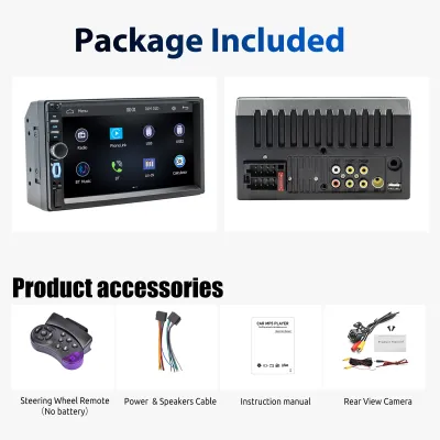 ESSGOO 7018 Carplay Android Auto 7 นิ้วเครื่องเล่นรถยนต์ 2 DinมัลติมีเดียMP5 รองรับMirror Link USB/TF/AUXบลูทูธวิทยุFM