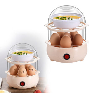 【Chinatera】 160W 220V Mini Egg Cooker 6Eggs/Layer Multifunctional Electric Egg Boiler Hard Boiled Egg Poacher for Egg Breakefast Vegetable