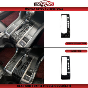 [BAIRONG]Honda Civic Fc G10 2016-2021 Forged Carbon Trim Gear Shift Panel Middle Frame Garnish Protector Cover For Civic Fc