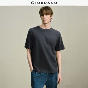 Giordano Men Embroidery short sleeve loose textured tee Free Shipping 18026807