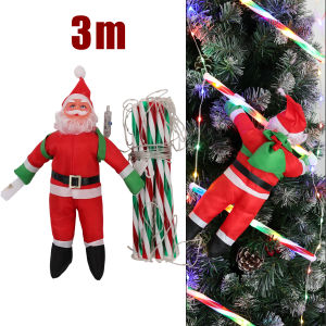 YESPERY 3M Climbing Santa Claus Christmas Decoration Glowing Long Rope Ladder Home Outdoor Garden Cristmas Tree Ornement