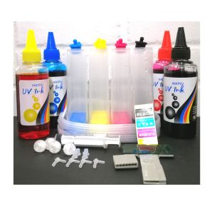 CISS KIT COLORED-BASE INK TANK SET WITH FREE CMYK INKPIU UV DYE INKS 100 ML