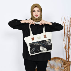 Tote Bag Kanvas Floral/Animals Polos Casual Wanita Kuliah - SLEEK Series