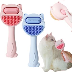 YAZHE One-click Cleaning Button Cat Grooming Brush with Water Tank Self Cleaning Pet Hair Remover Easy Removal Silicone Teeth Cat Hair Shedding Comb Dogs