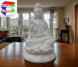 Tượng phật quan âm cầm dải lụa (nhiều màu sắc) cao 22cm. trang trí tiểu cảnh bonsai ghép lũa để bàn trà phòng khách bàn làm việc trên ô tô đồ thờ cúng phong thủy…