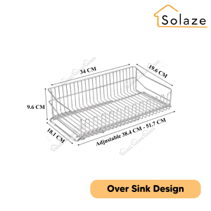 Solaze 304 Stainless Steel Kitchen Tool Set Rack Scalable Sink Plate Storage Bowl Holder Dish Drying Drainer Rack Shelf Organizers