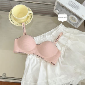 oobest 2pcs Seamless Bra Wireless Comfortable Breathable Women Lingerie Letter Printed Push Up Bra