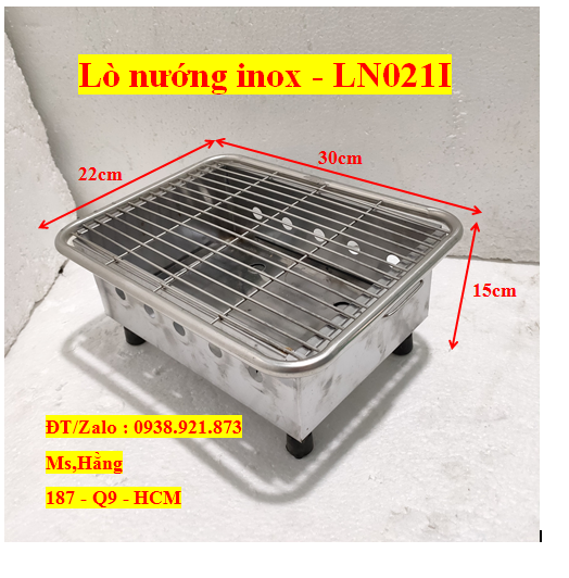 [HCM]Lò Nướng Than Inox Có Chân Thấp LN021I - KT 30x22x15cm | Lazada.vn