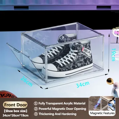 ⚡SG Delivery⚡Acrylic Display Shoe Box Side Open Clear Shoe Box Magnetic Stackable Transparent Shoe Box Organizer