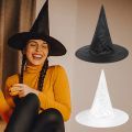 5Pcs Halloween Magic Wizard Hat Triangle Witch Cap Kids Adults Halloween Party Cosplay Costume Props Black White Yard Hanging Hats. 
