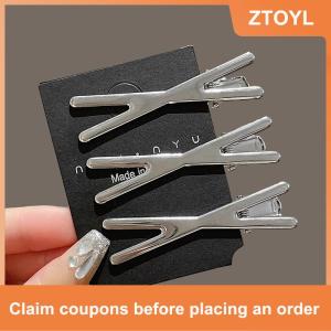 【ZTOYL】 3pcs bạc kim loại mỏ vịt Clip phụ nữ tóc Clips Side bangs phụ nữ phụ nữ barrettes tóc phụ kiện