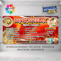 Spanduk Banner MMT Sate Seafood Bakar Sosis Dan Bakso Bakar Seblak Cilok Makanan Pedas. 