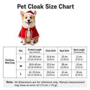 NALANILI Lễ hội Áo choàng Giáng sinh cho thú cưng Đỏ Đồ chơi nhồi bông Áo choàng thú cưng ngày lễ Thoải mái Nhẹ Trang phục lễ hội cho chó Mèo Chó