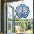 3D Wind Spinner Mandala 10 Inch Evil Eye Stainless Steel Wind Sculpture Blue Hanging Ornament Cut Metal Art for Indoor Outdoor Garden Decoration Amulet for Home and Yard. 