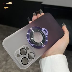Kisscase Với Chủ Magsafe Không Dây Sạc Trường Hợp Đối Với iPhone 15 Pro Max 15 Pro Dần Dần Điện Thoại Logo Lỗ Trường Hợp Đối Với iPhone 14 13 Pro Max 12 11 Ống Kính Vỏ bảo vệ Cover Quay Lại