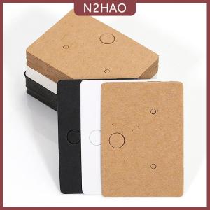 N2HAO 50pcs vòng tông Bông tai thẻ hiển thị trống Kraft Giấy trang sức treo thẻ cho Bông tai tai Studs bán bao bì