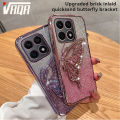 For Honor X6 4G X6s 4G X6a X6a Plus X7a X8 5G X8a 4G X8a 5G X8b 4G VRQR Phone Case Full edge electroplated glitter card diamond butterfly bracket. 