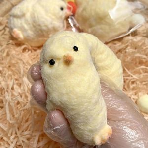 Squishy Chick Toy with Cheese Cute Desktop Decor Funny Stress Reliever Decompression Fidget Toys for Teens Kids Gifts