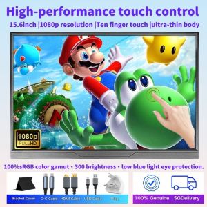 Domestix Portable Dual Screen Portable Monitor Display Touch Screen 15.6 Inch HDR Full HD Image Quality Connection Mobile Phone Laptop Switch