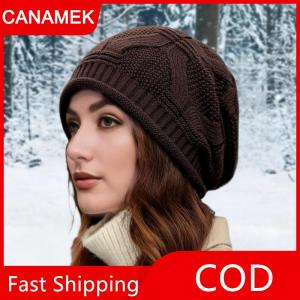【CANAMEK】 Mùa thu mùa đông cán cạnh dệt kim Mũ thời trang phụ nữ bên ngoài thể thao bảo vệ lạnh Mũ Beanie ấm