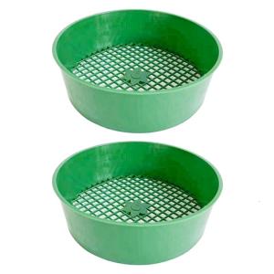 2PCS Garden Soil Sifter Bucket Screen Gardening Sifting Rock Dirt Separator Compost Sieve Tool Plastic Texture