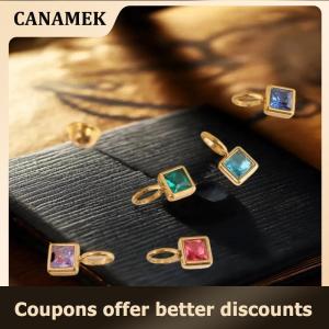 【 CANAMEK 】 Titanium Steel Pendant DIY Birthstone Necklace For Woman Colorful Zircon Necklaces Birthday Gift