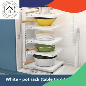 【READY STOCK】Adjustable Pot Rack Pot Organiser Under Sink Kitchen Sink Organiser Kitchen Rack Steel Kitchen Pot Rack