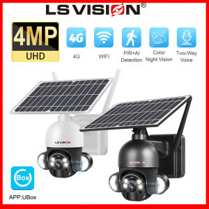 LS VISION 2K 4MP 4G/WIFI Solar Camera Wireless Outdoor Security Protection CCTV Camera Surveillance PTZ Battery PIR Motion Detection IP Cameras
