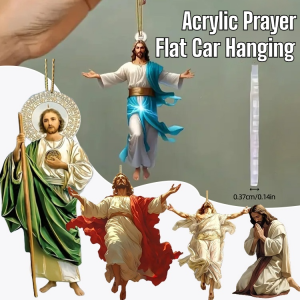 Acrylic Prayer Flat Car Hanging Praying Cross Creative Pendant Vehicle Interior Accessories【Safe and Prosperous】