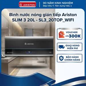 Bình nước nóng gián tiếp Ariston SLIM 3  20 Lít - SL3_20TOP_WIFI | Kết nối Wifi Thiết kế hiện đại dễ dàng lắp đặt Hàng chính hãng bảo hành trọn gói