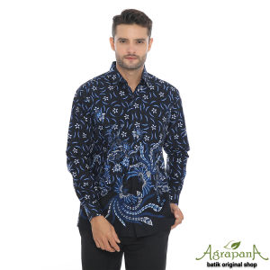 AI1B Agrapana Original Abhitah Hem Kemeja Baju Batik Pria Terbaru Couple Pasangan Lengan Panjang Cowok Modern Pekalongan Kapel Anak Muda Mewah Dewasa Kondangan Asli Laki laki Slim Fit Kerja Premium Ori