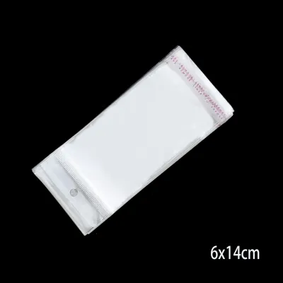 100pcs/Bag Wholesale Transparent Self Adhesive Seal Plastic Storage Bag Gift OPP Poly Pack Bag With Hang Hole Packaging Pouch