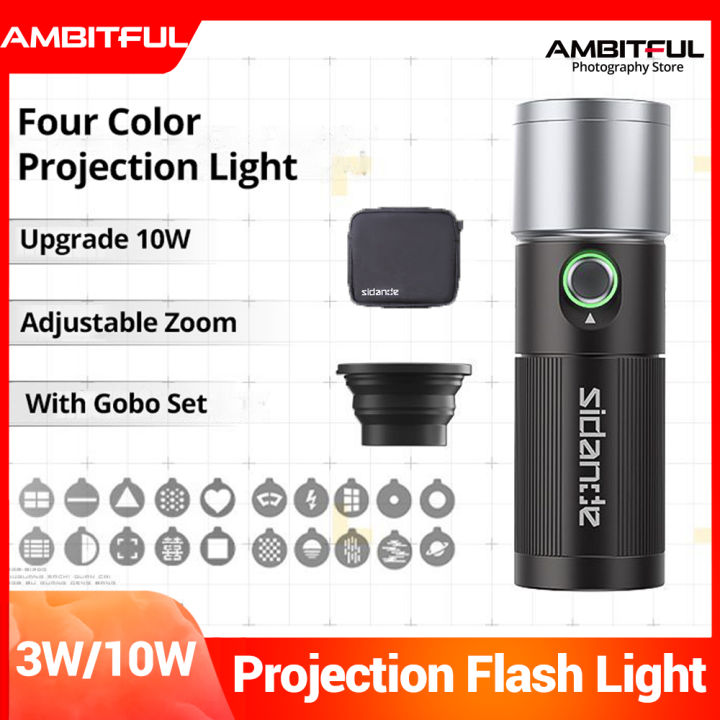 SIDANDE 10W Flashlight Four Color Projection Light Builtin 8400mAh