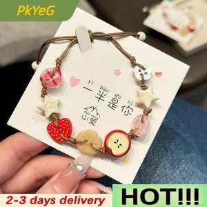 PkYeG Vintage Star Ceramic Braided Rope Bracelets For Women Girls Sweet Bohemian Style Adjustable Bangles Jewelry Accessories Gifts